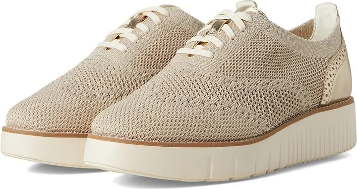 Cole Haan Grand City Platform Stitchlite Oxfords Women's Flat Shoes Rye/Gold Metallic Knit/Ivory : 9 B - Medium, Latex/Leather/Rubber