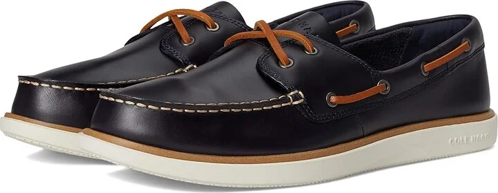 Cole Haan Grand Crosscourt Boat Shoe Men's Lace-up Boots Navy Blazer/British Tan/Ivory : 9 D - Medium, Leather