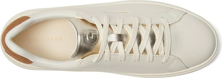 Cole Haan Grand Crosscourt Daily Sneakers Women's Shoes Ivory/Golden Toffee Suede/Gold Talca : 5 C - Wide, Leather - Image 2
