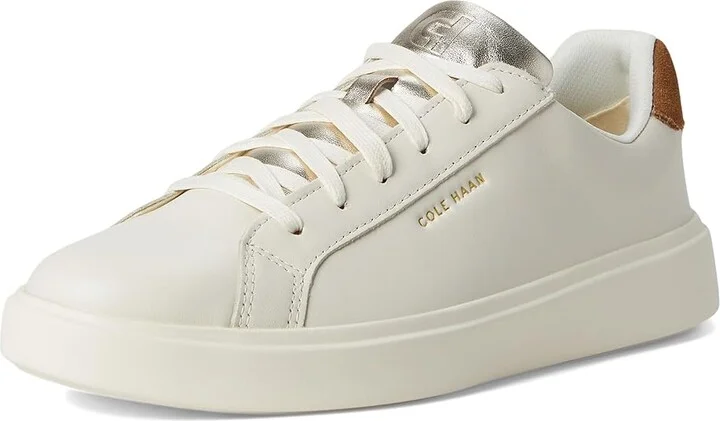 Cole Haan Grand Crosscourt Daily Sneakers Women's Shoes Ivory/Golden Toffee Suede/Gold Talca : 5 C - Wide, Leather - Image 5