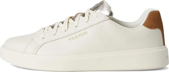 Cole Haan Grand Crosscourt Daily Sneakers Women's Shoes Ivory/Golden Toffee Suede/Gold Talca : 5 C - Wide, Leather - Image 6