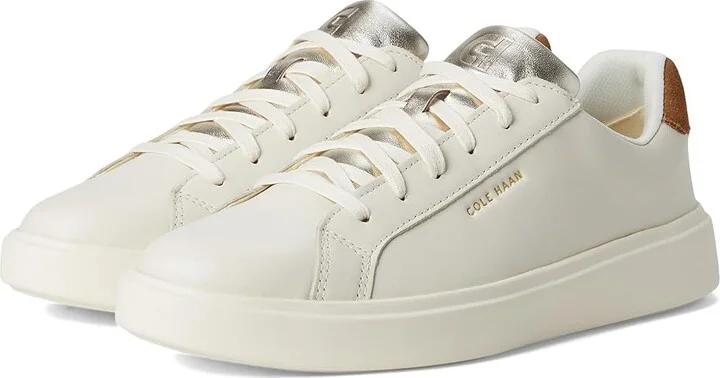 Cole Haan Grand Crosscourt Daily Sneakers Women's Shoes Ivory/Golden Toffee Suede/Gold Talca : 5 C - Wide, Leather