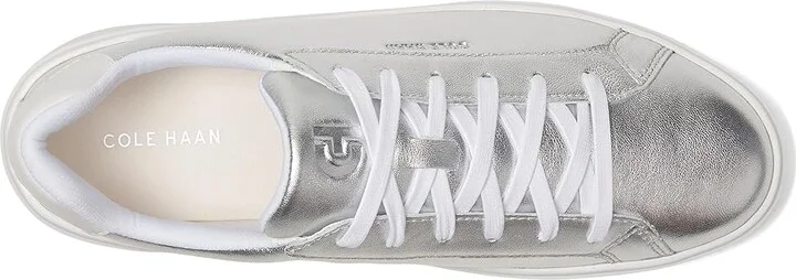 Cole Haan Grand Crosscourt Daily Sneakers Women's Shoes Silver Metallic/White : 6.5 C - Wide, Leather - Image 2