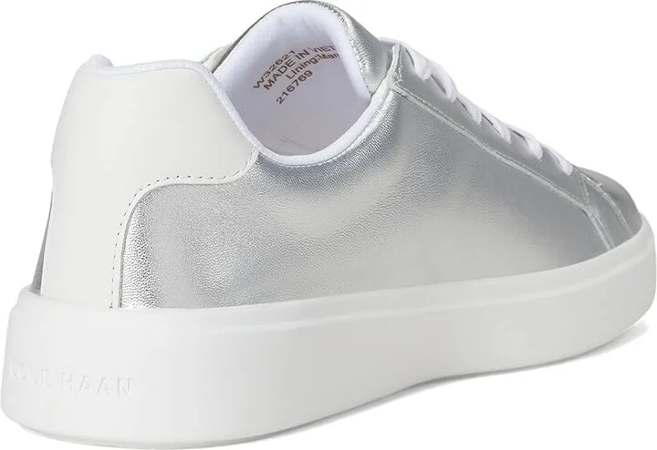Cole Haan Grand Crosscourt Daily Sneakers Women's Shoes Silver Metallic/White : 6.5 C - Wide, Leather - Image 4
