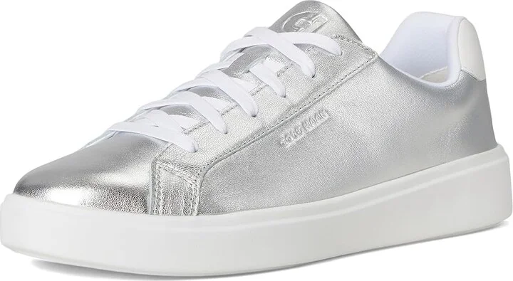 Cole Haan Grand Crosscourt Daily Sneakers Women's Shoes Silver Metallic/White : 6.5 C - Wide, Leather - Image 5