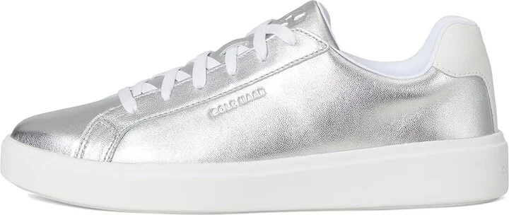 Cole Haan Grand Crosscourt Daily Sneakers Women's Shoes Silver Metallic/White : 6.5 C - Wide, Leather - Image 6