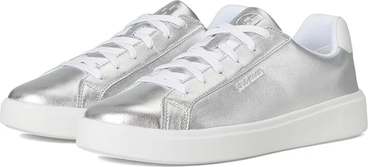Cole Haan Grand Crosscourt Daily Sneakers Women's Shoes Silver Metallic/White : 6.5 C - Wide, Leather