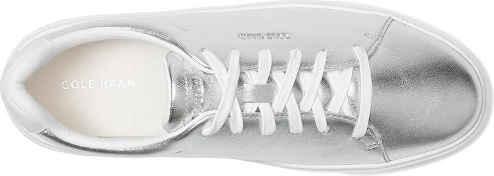Cole Haan Grand Crosscourt Traveler Sneakers Women's Shoes Silver/White : 9 B - Medium, Leather - Image 2