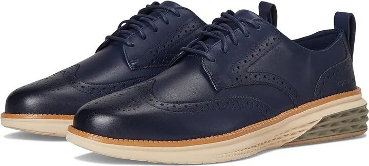 Cole Haan Grand Hurrion Wing Tip Oxford Men's Lace-up Boots Midnight Moon/Irish Coffee/Oat : 10 D - Medium, Leather