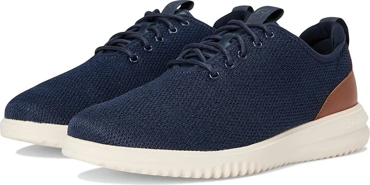 Cole Haan Grand+ Knit Oxfords Men's Lace-up Boots Navy Blazer/British Tan : 10 D - Medium, Leather
