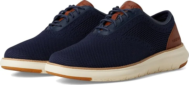 Cole Haan Grand Remix Knit Oxford Men's Lace-up Boots Navy Blazer/British Tan/Ivory : 7 D - Medium, Leather