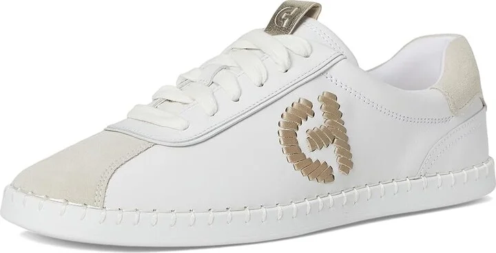 Cole Haan Grandpro Acelia Sneakers Women's Shoes White/Silver Birsuede/Gold/White : 8 B - Medium, Leather/Suede/Textile - Image 5