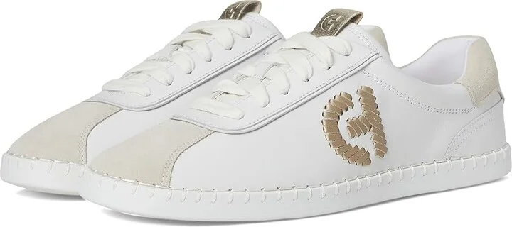 Cole Haan Grandpro Acelia Sneakers Women's Shoes White/Silver Birsuede/Gold/White : 8 B - Medium, Leather/Suede/Textile
