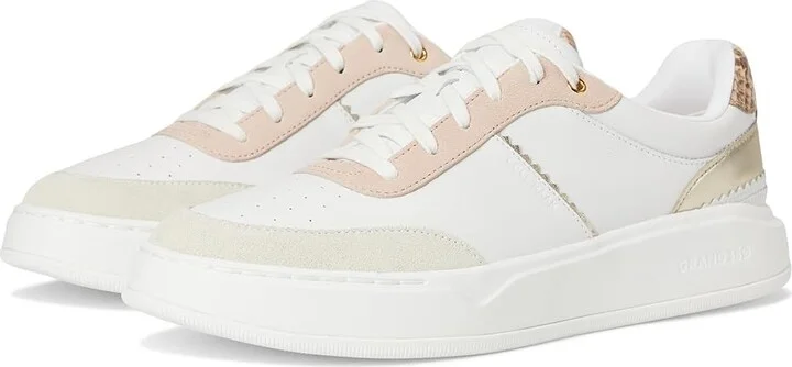 Cole Haan Grandpro Carissa Sneakers Women's Shoes White/Silver Birchsuede/Soft Gold : 6.5 B - Medium, Leather/Rubber