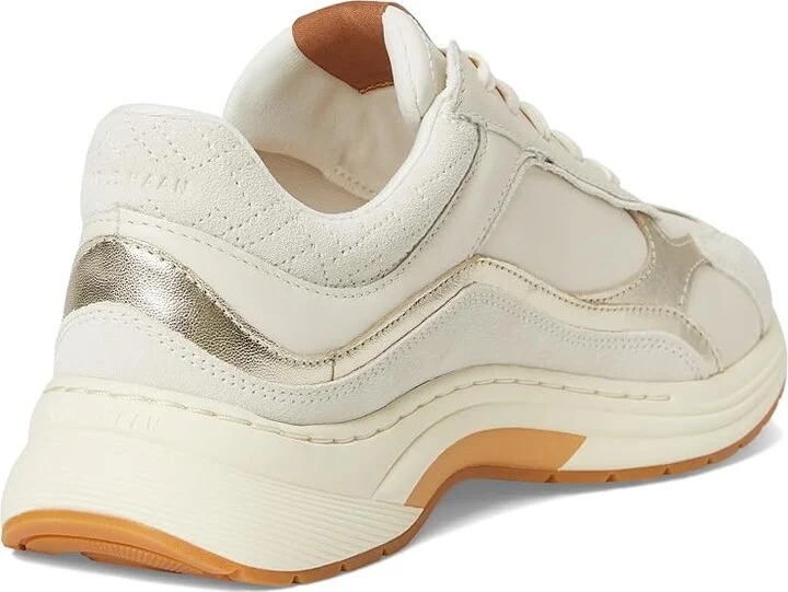 Cole Haan Grandpro Eleeana Runners Women's Shoes Ivory/Suede/Gold Metallic/Biscuit/Ivory : 8 B - Medium, Leather/Suede - Image 4
