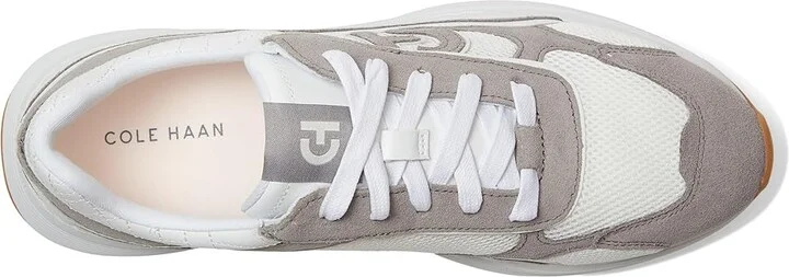 Cole Haan Grandpro Eleeana Runners Women's Shoes White Leather/Frost Gray Suede : 7 B - Medium, Leather/Suede - Image 2