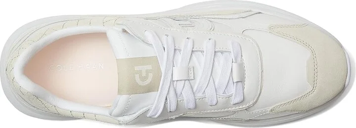 Cole Haan Grandpro Eleeana Runners Women's Shoes White Leather/Silver Birchsuede 1 : 6.5 C - Wide, Leather/Suede - Image 2