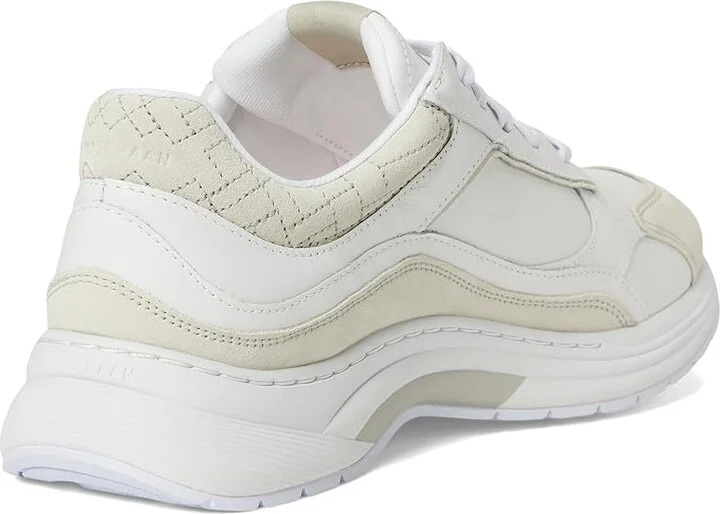 Cole Haan Grandpro Eleeana Runners Women's Shoes White Leather/Silver Birchsuede 1 : 6.5 C - Wide, Leather/Suede - Image 4