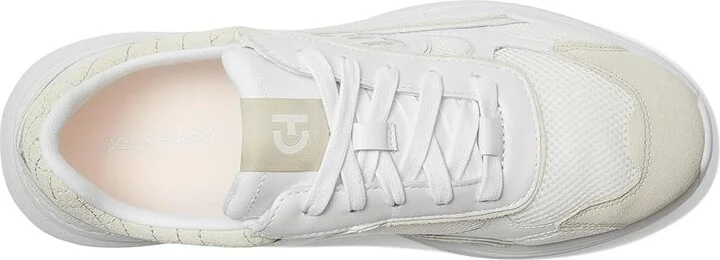 Cole Haan Grandpro Eleeana Runners Women's Shoes White Leather/Silver Birchsuede : 7.5 C - Wide, Leather/Suede - Image 2