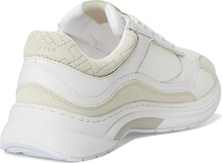 Cole Haan Grandpro Eleeana Runners Women's Shoes White Leather/Silver Birchsuede : 7.5 C - Wide, Leather/Suede - Image 4