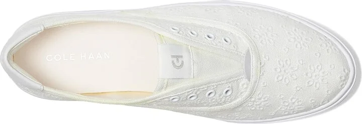 Cole Haan Grandpro Harbor Sneakers Women's Shoes White Canvas Fancy Fleur : 9 B - Medium, Leather - Image 2