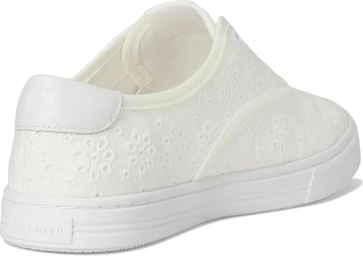 Cole Haan Grandpro Harbor Sneakers Women's Shoes White Canvas Fancy Fleur : 9 B - Medium, Leather - Image 4