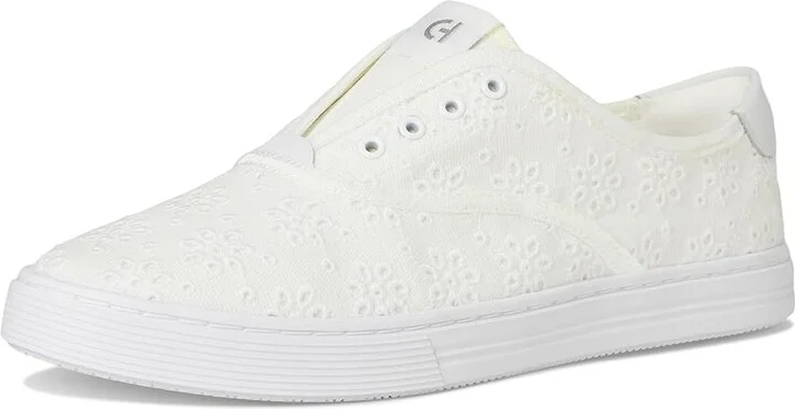 Cole Haan Grandpro Harbor Sneakers Women's Shoes White Canvas Fancy Fleur : 9 B - Medium, Leather - Image 5