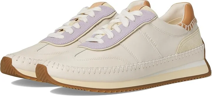 Cole Haan Grandpro Premier Runners Women's Shoes Ivory/Thistle/Biscuit/Vanilla Custard : 8 C - Wide, Leather/Suede