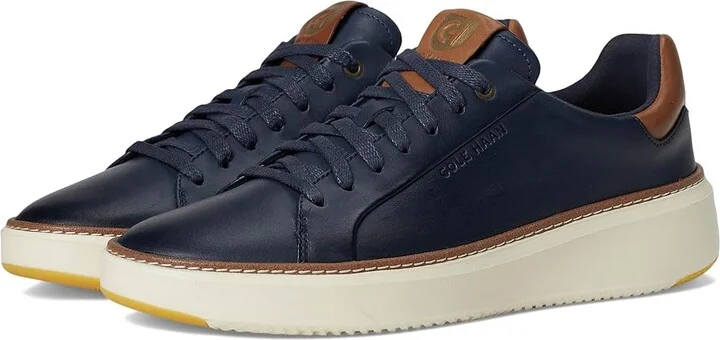 Cole Haan Grandpro Topspin Sneaker Men's Shoes Navy Blazer Leather/British Tan/Ivory : 10 D - Medium