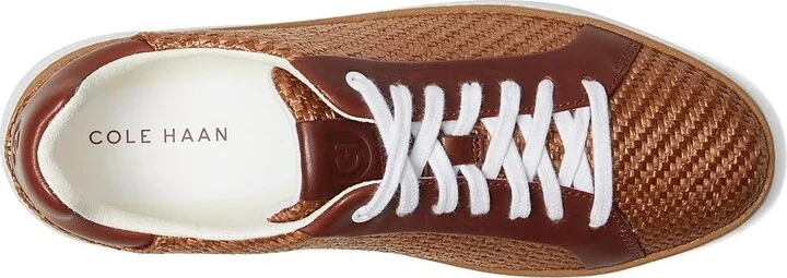 Cole Haan Grandpro Topspin Sneaker Women's Shoes Dark Raffia/Dark Cuoio/White : 9.5 C - Wide, Textile/Leather - Image 2