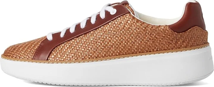 Cole Haan Grandpro Topspin Sneaker Women's Shoes Dark Raffia/Dark Cuoio/White : 9.5 C - Wide, Textile/Leather - Image 6