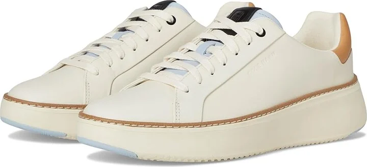 Cole Haan Grandpro Topspin Sneaker Women's Shoes Ivory/Biscuit/Skyway/Black : 6.5 C - Wide, Textile/Leather