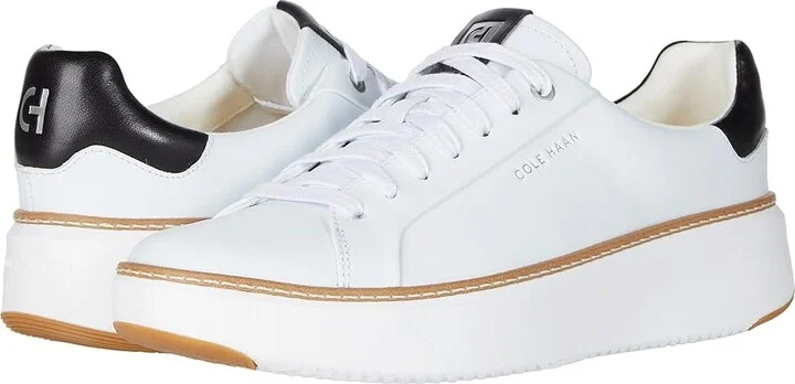 Cole Haan Grandpro Topspin Sneaker Women's Shoes Ivory/Black Leather : 10 B - Medium, Textile/Leather
