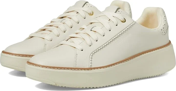 Cole Haan Grandpro Topspin Sneaker Women's Shoes Ivory/Perf/Scallop : 5.5 B - Medium, Textile/Leather