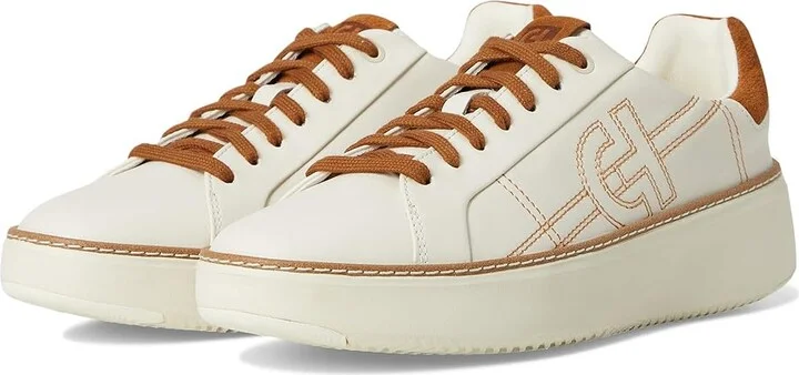 Cole Haan Grandpro Topspin Sneaker Women's Shoes Ivroy/Tobacco Suede : 9.5 B - Medium, Textile/Leather
