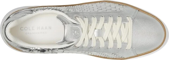 Cole Haan Grandpro Topspin Sneaker Women's Shoes Silver Genevieve Weave/Optic White : 7.5 B - Medium, Textile/Leather - Image 2