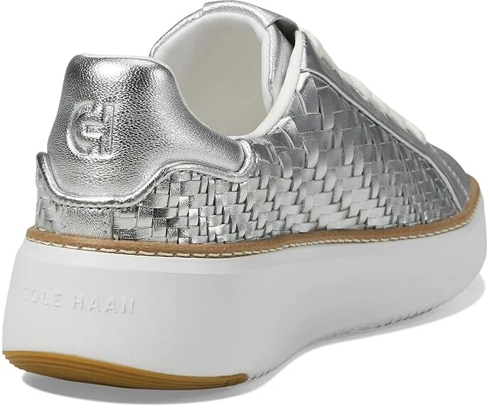Cole Haan Grandpro Topspin Sneaker Women's Shoes Silver Genevieve Weave/Optic White : 7.5 B - Medium, Textile/Leather - Image 4