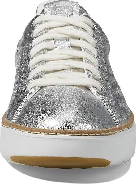 Cole Haan Grandpro Topspin Sneaker Women's Shoes Silver Genevieve Weave/Optic White : 7.5 B - Medium, Textile/Leather - Image 5