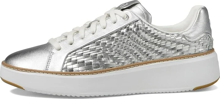 Cole Haan Grandpro Topspin Sneaker Women's Shoes Silver Genevieve Weave/Optic White : 7.5 B - Medium, Textile/Leather - Image 6