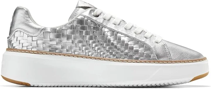 Cole Haan Grandpro Topspin Sneaker Women's Shoes Silver Genevieve Weave/Optic White : 7.5 B - Medium, Textile/Leather - Image 7