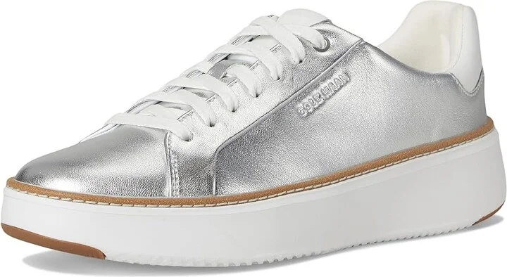 Cole Haan Grandpro Topspin Sneaker Women's Shoes Silver Talca/Optic White : 10 B - Medium, Textile/Leather - Image 5