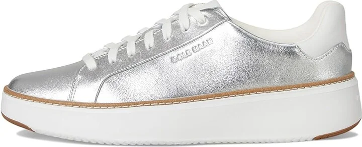 Cole Haan Grandpro Topspin Sneaker Women's Shoes Silver Talca/Optic White : 10 B - Medium, Textile/Leather - Image 6
