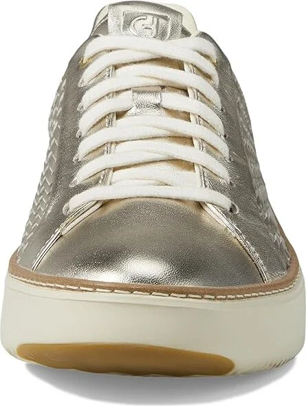 Cole Haan Grandpro Topspin Sneaker Women's Shoes Soft Gold Genevieve Weave Leather/Ivory : 8 C - Wide, Textile/Leather - Image 5