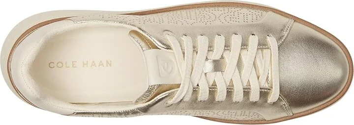 Cole Haan Grandpro Topspin Sneaker Women's Shoes Soft Gold Metallic/Perf Leather/Ivory : 6.5 B - Medium, Textile/Leather - Image 2