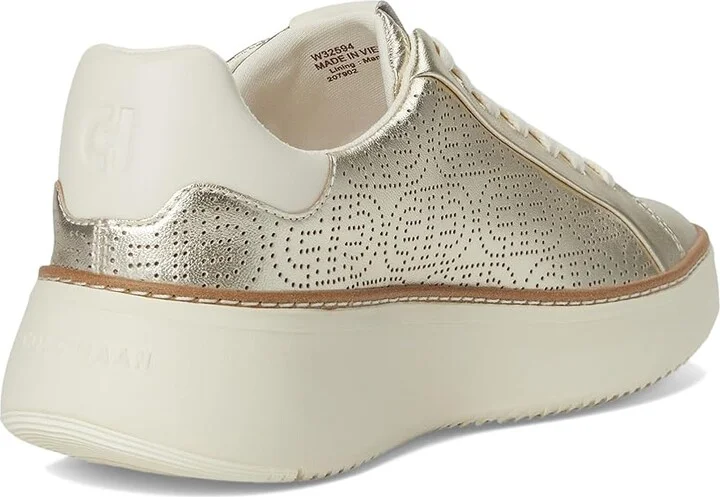 Cole Haan Grandpro Topspin Sneaker Women's Shoes Soft Gold Metallic/Perf Leather/Ivory : 6.5 B - Medium, Textile/Leather - Image 4
