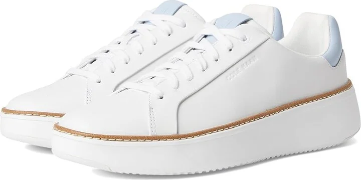 Cole Haan Grandpro Topspin Sneaker Women's Shoes White/Skyway : 5 B - Medium, Textile/Leather