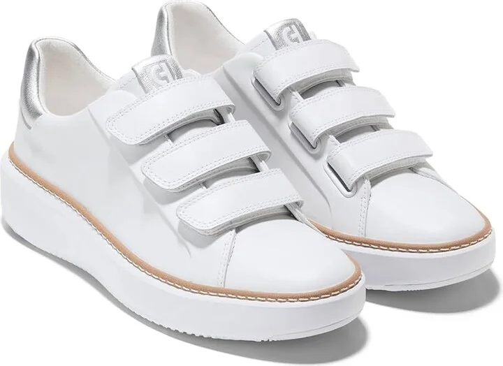 Cole Haan Grandpro Topspin Triple Strap Sneakers Women's Shoes Optic White/Silver : 9 B - Medium, Leather