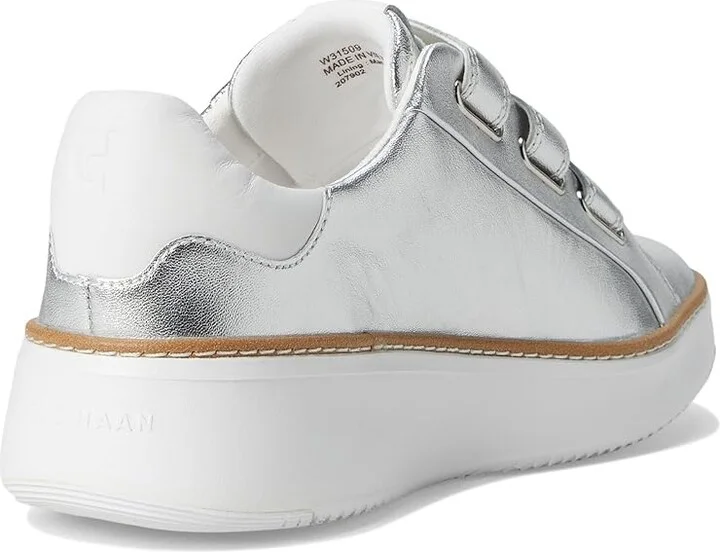 Cole Haan Grandpro Topspin Triple Strap Sneakers Women's Shoes Silver Talca/Opticptic White : 6.5 B - Medium, Leather - Image 4