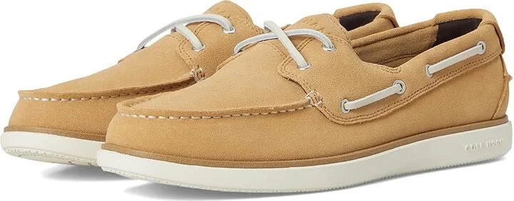 Cole Haan Grandpro Windward Boat Shoe Men's Lace-up Boots Biscuit Suede/Silver Birch/Ivory : 10 D - Medium
