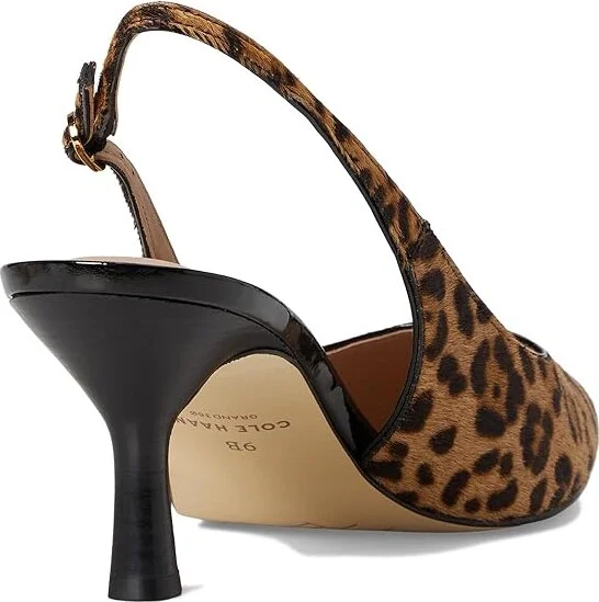 Cole Haan Hansell Sling Back Pumps High Women's Heels Leopard Print Hair Calf : 6 B - Medium, Leather - Image 4